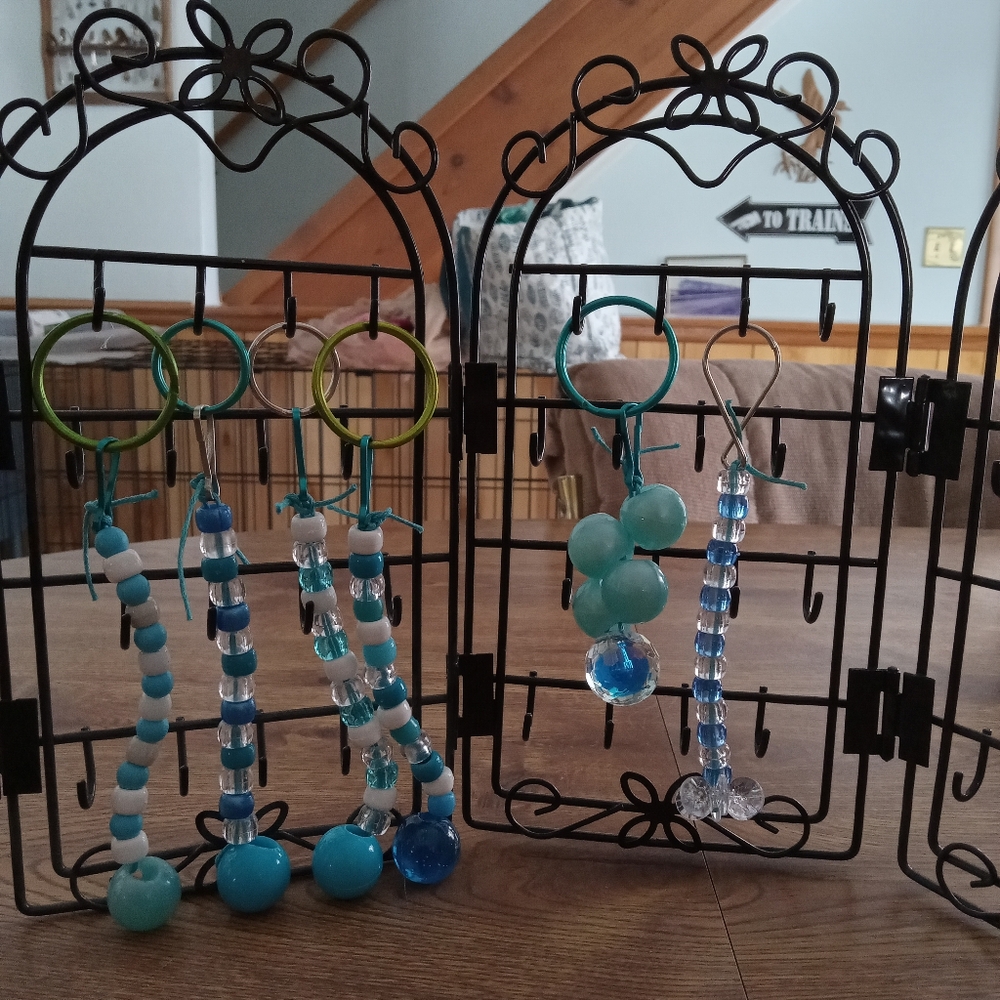 Detroit lions colors beaded keychains